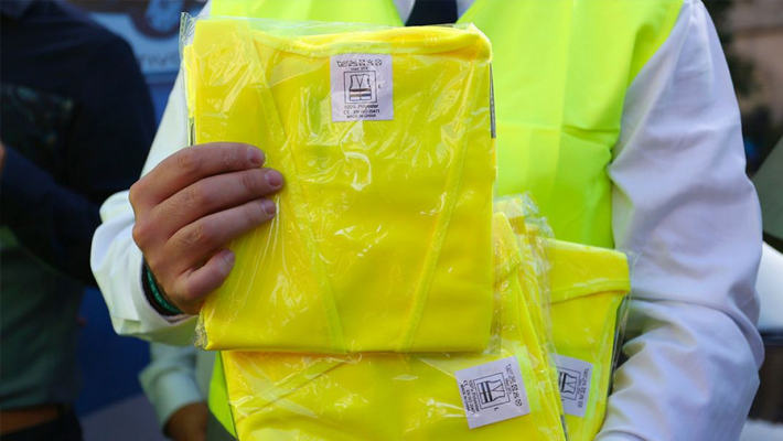 wearing a reflective vest